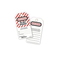 Laminated lock-out tags (12 psc) 497AD in English and blister packaging