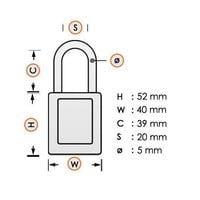 Aluminum safety padlock with grey cover 77576