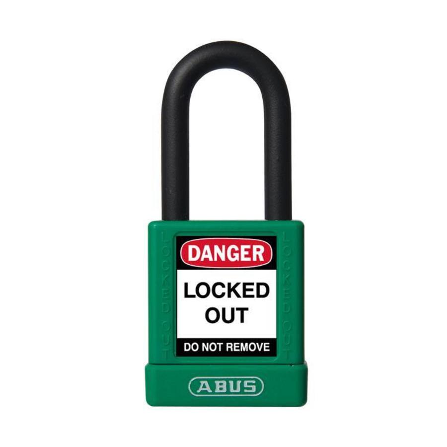 Aluminium safety padlock with green cover 59112