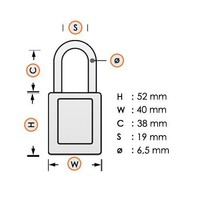 Aluminium safety padlock with purple cover 59115