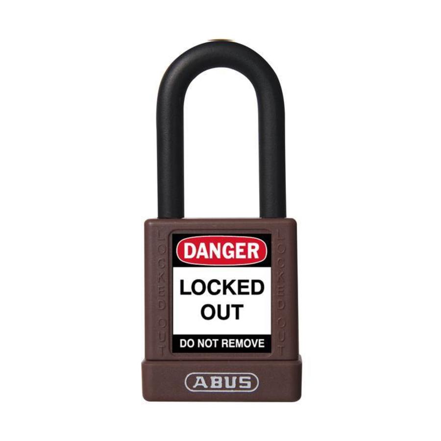 Aluminum safety padlock with brown cover 59114