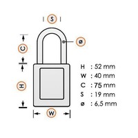Aluminum safety padlock with blue cover 59117