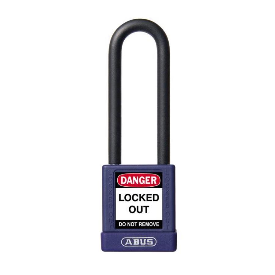 Aluminium safety padlock with purple cover 58986