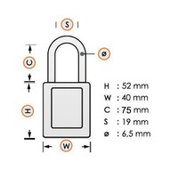 Aluminum safety padlock with purple cover 58986