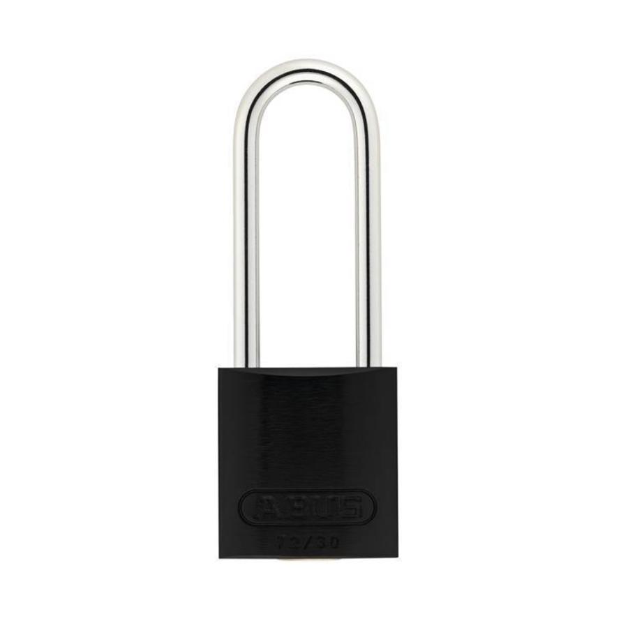 Anodized aluminium safety padlock black 72/30HB50 SCHWARZ