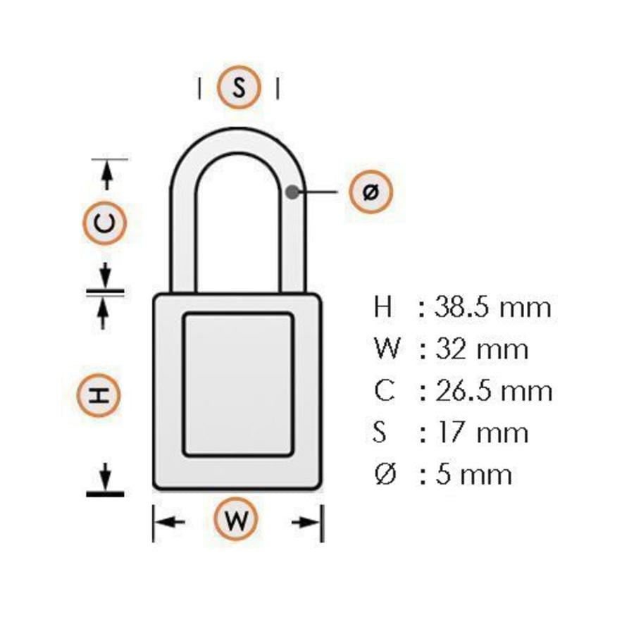 Anodized aluminium safety padlock red 72/30 ROT