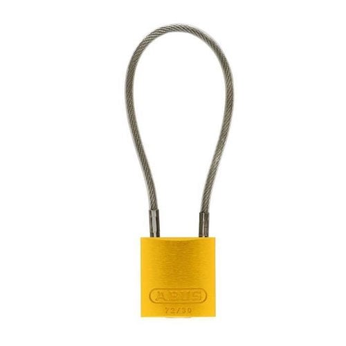 Anodized aluminium safety padlock yellow with cable 72/30CAB GELB 