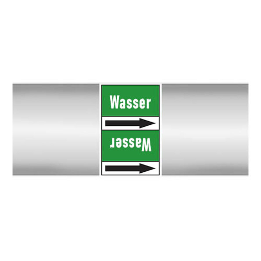 Pipe markers: Wasser Vorlauf | German | Water