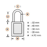 Aluminium safety padlock with yellow cover 84808