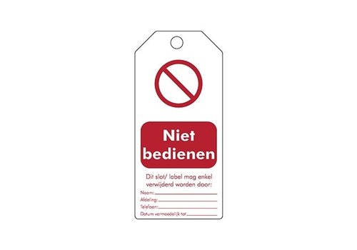 Rewritable Safety tags Dutch "Niet bedienen" 307668 