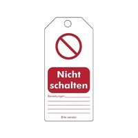 Rewritable PVC safety tags German "Nicht schalten"