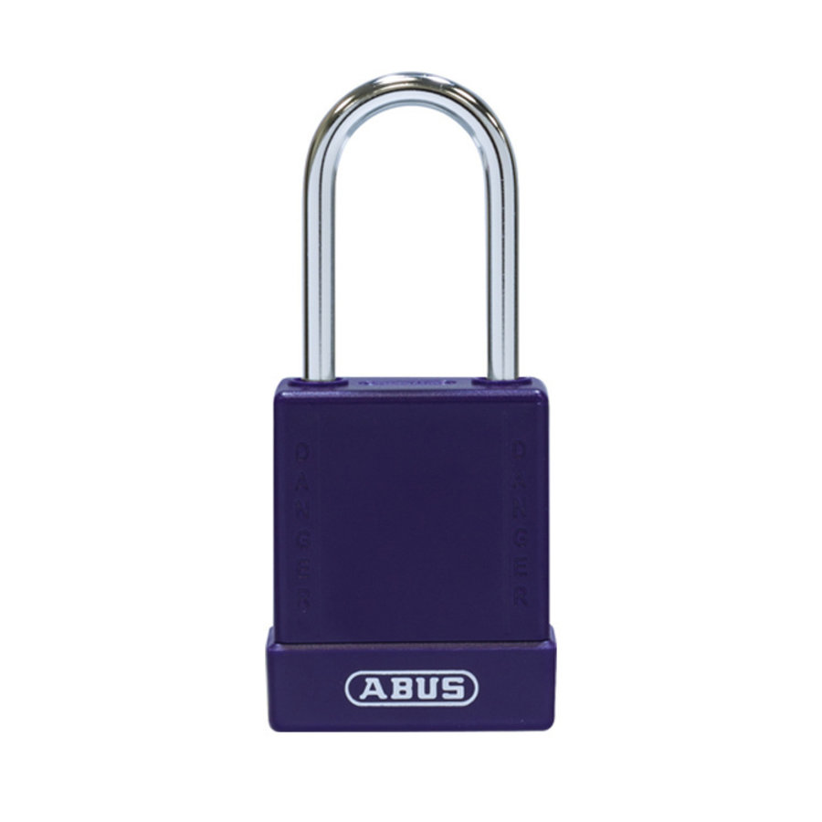 Aluminium safety padlock with purple cover 84786