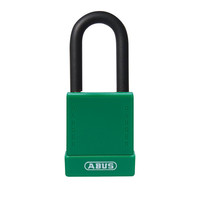 Aluminum safety padlock with green cover 84770