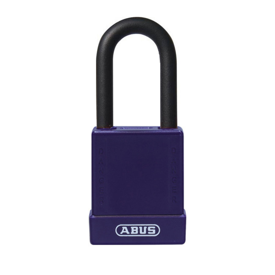 Aluminium safety padlock with purple cover 84773