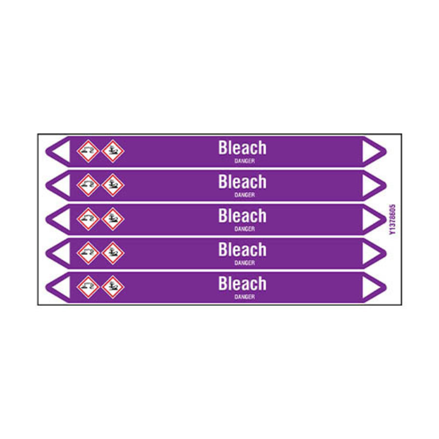 Pipe markers: Bleach | English | Acids and Alkalis