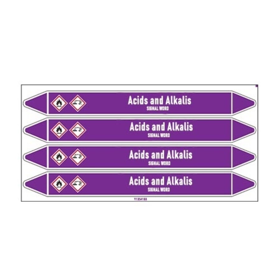 Pipe markers: Oleum | English | Acids and Alkalis