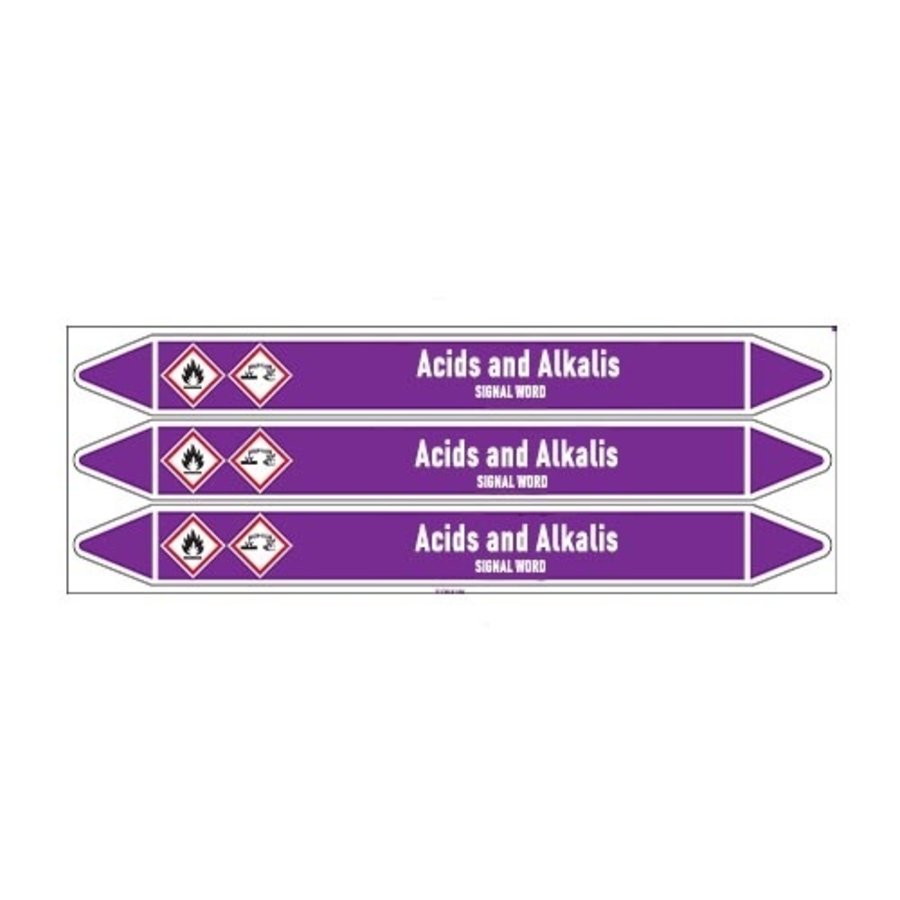 Pipe markers: Sodium hydroxide| English | Acids and Alkalis