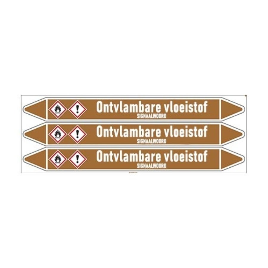 Pipe markers: Vloeibare zuurstof | Dutch | Flammable liquid