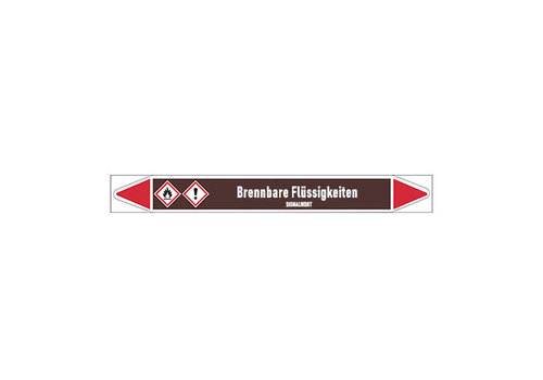 Pipe markers: Benzaldehyd | German | Flammable Liquids 