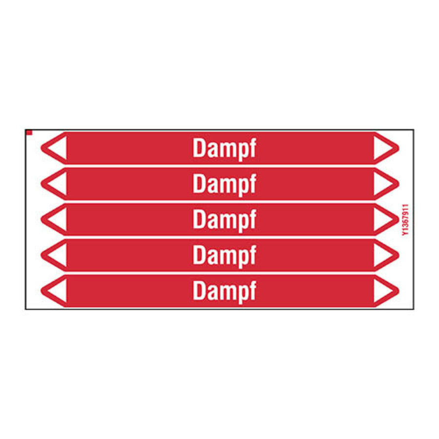 Pipe markers: Dampf 1,5 bar | German | Steam
