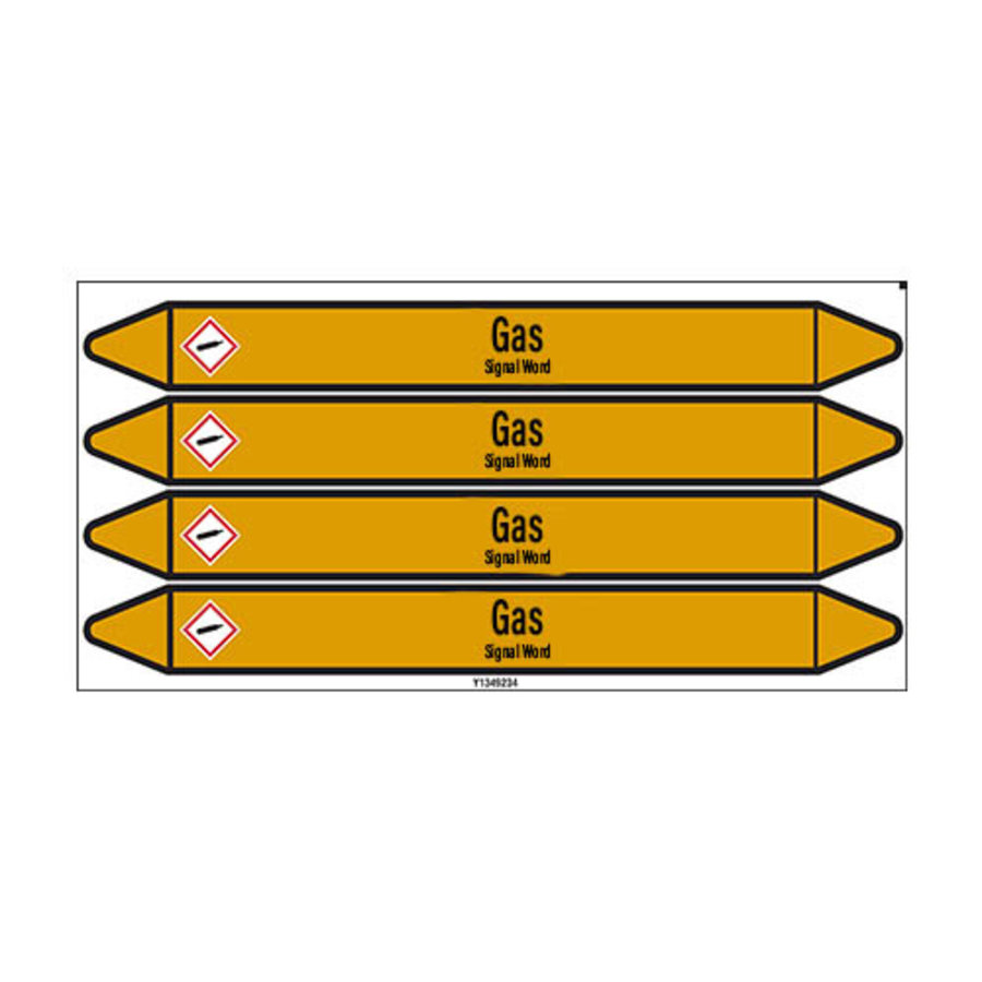 Pipe markers: Helium | English | Gas