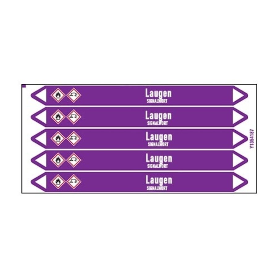 Pipe markers: NaOH | German | Alkalis