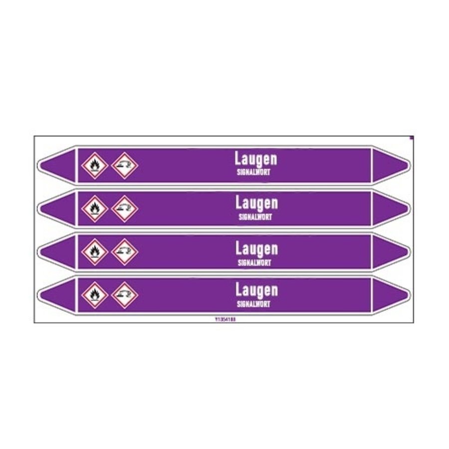 Pipe markers: NaOH | German | Alkalis