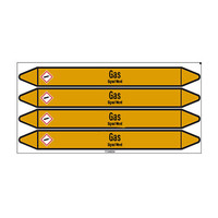 Pipe markers: Return | English | Gas