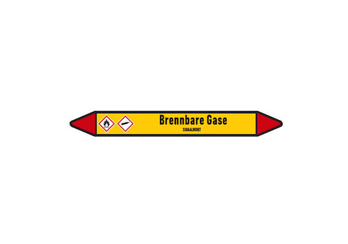 Pipe markers: Fluor | German | Flammable gas 