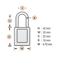 SafeKey Compact nylon safety padlock aluminium shackle blue 152158