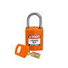Brady SafeKey Compact nylon safety padlock aluminium shackle orange 152160