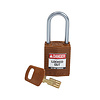 Brady SafeKey Compact nylon safety padlock aluminium shackle brown 151662
