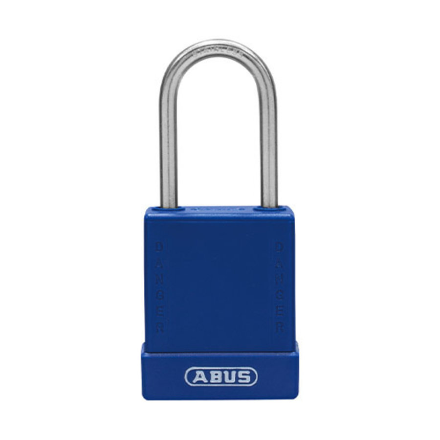 Aluminium safety padlock with blue cover 84797