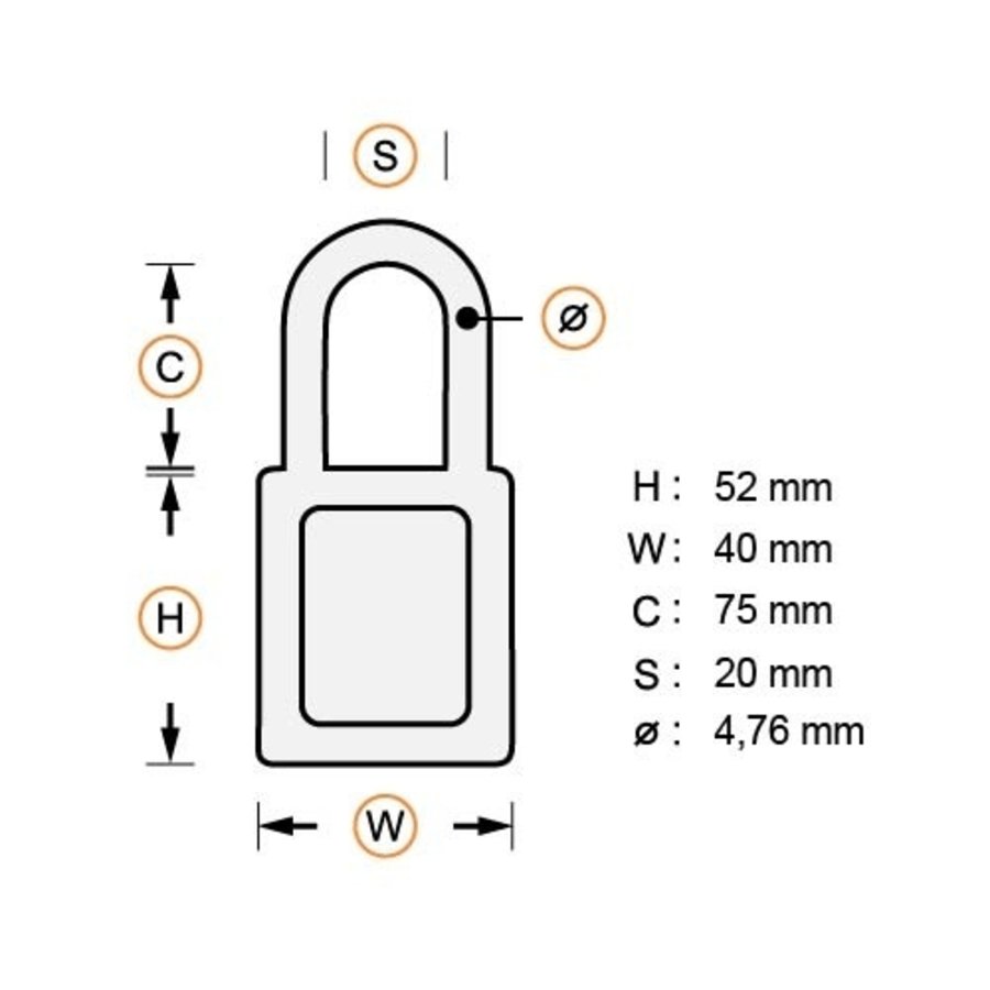 Aluminium safety padlock with orange cover 84855