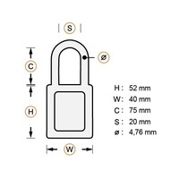 Aluminium safety padlock with grey cover 84859