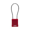 Aluminium safety padlock with cable and red cover 76/40CAB20