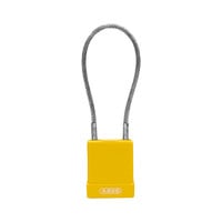 Aluminium safety padlock with cable and yellow cover 84865