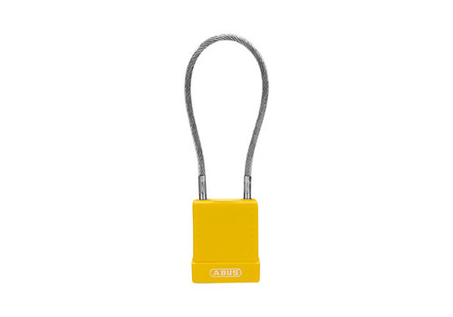 Aluminium safety padlock with  cable and yellow cover 76/40CAB20 