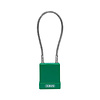 Aluminium safety padlock with  cable and green cover 76/40CAB20