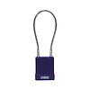Abus Aluminium safety padlock with cable and purple cover 84869