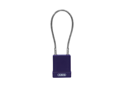 Aluminium safety padlock with  cable and purple cover 76/40CAB20 