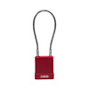 Aluminium safety padlock with  cable and red cover 76/40CAB40