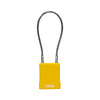 Aluminium safety padlock with  cable and yellow cover 76/40CAB40