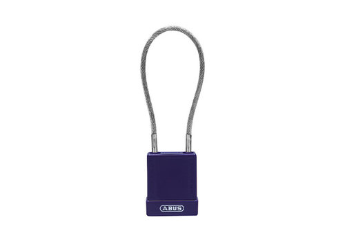 Aluminium safety padlock with  cable and purple cover 76/40CAB40  Aluminium safety padlock with  cable and purple cover 76/40CAB40