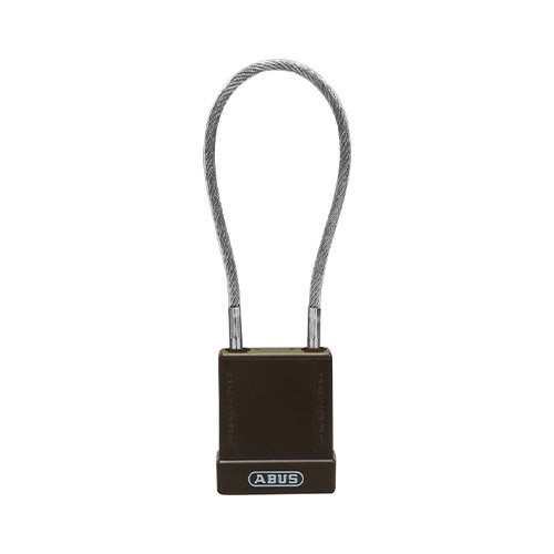 Aluminium safety padlock with  cable and black cover 76/40CAB40 