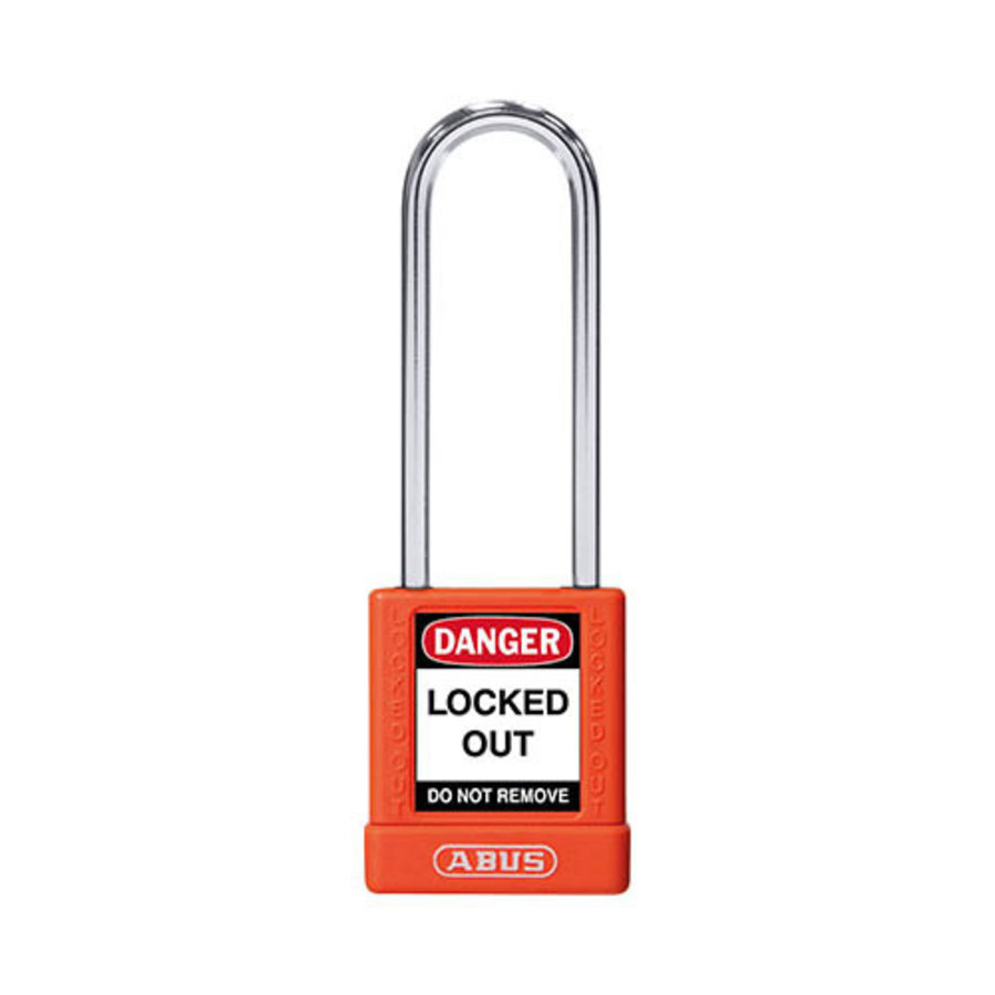 Aluminum safety padlock with orange cover 85583