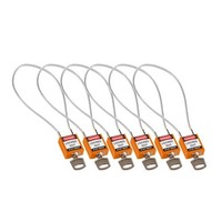 Nylon safety padlock orange with cable 195983 - 6 pack