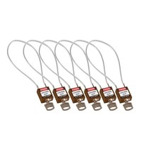 Nylon safety padlock brown with cable 195947 - 6 pack