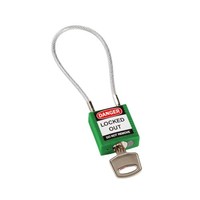 Nylon safety padlock green with cable 195975 - 6 pack