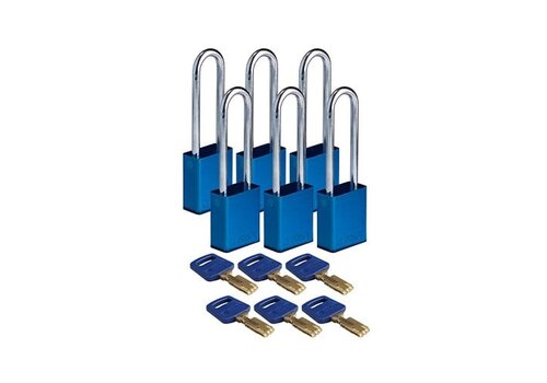 SafeKey Aluminium safety padlock blue 6-pack 150322 